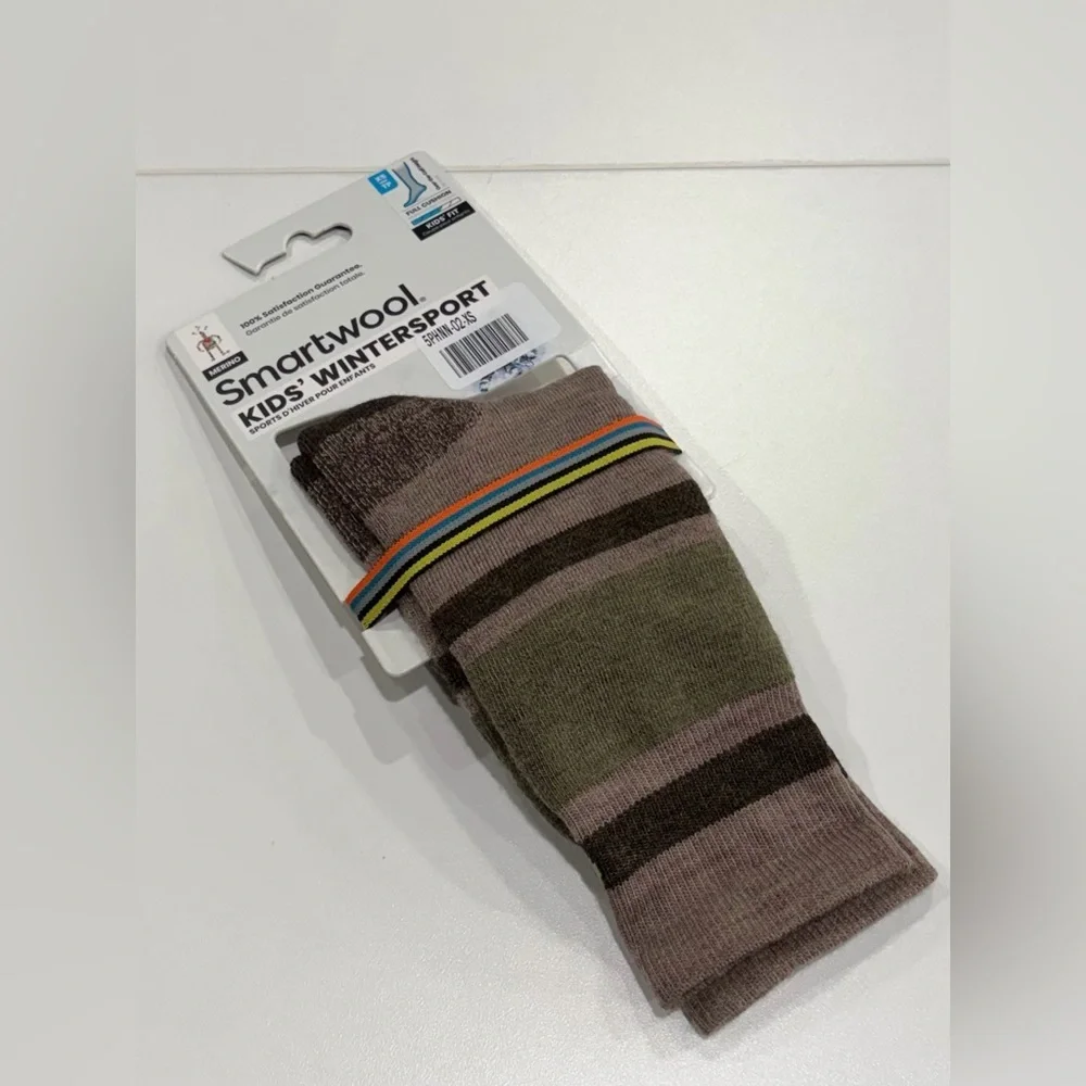 SmartWool Boys Girls XS Wintersport Stripe Full Cushion Ski Socks Brown NWT Kids
